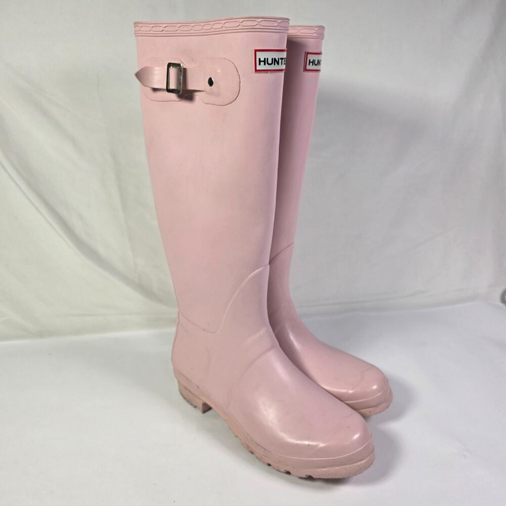 Hunter Original Tall Rain Boots Womens 10 Light Pink Rubber Waterproof W23499